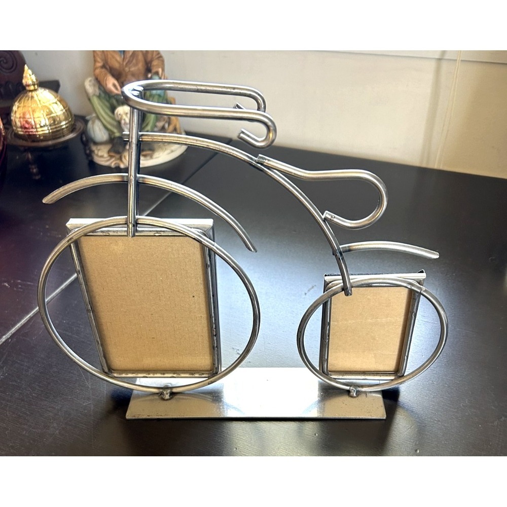 Bicycle Themed Metal Photo Frame Holds 2 Photos Vintage Bike Picture Frame